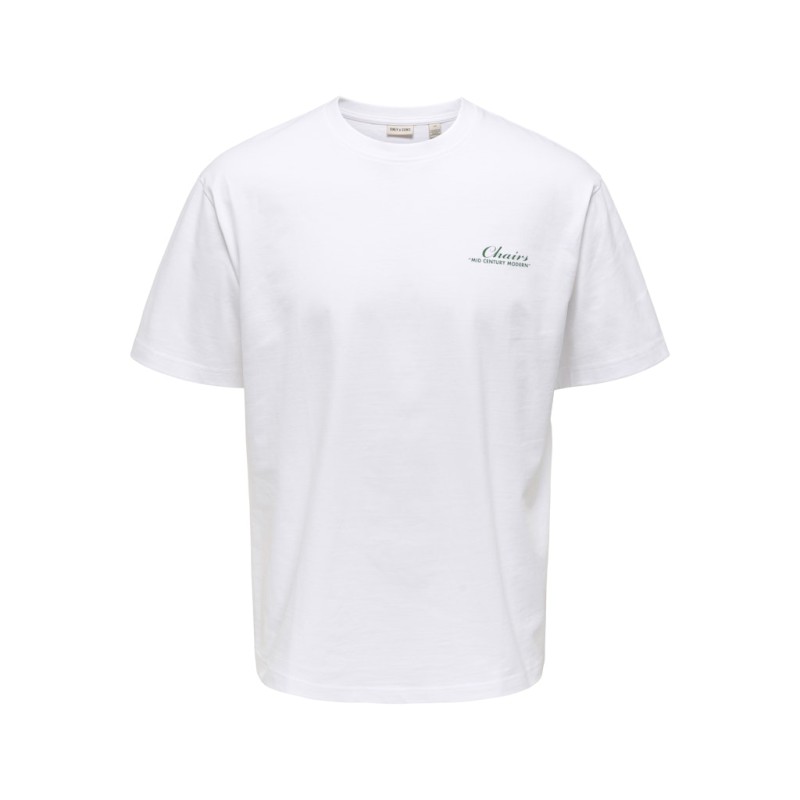 ONLY & SONS Fred Relaxed S/S Print T-shirt - Bright White / Chairs