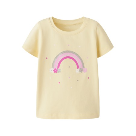 NAME IT Mini Dottas S/S Top - Pear Sorbet