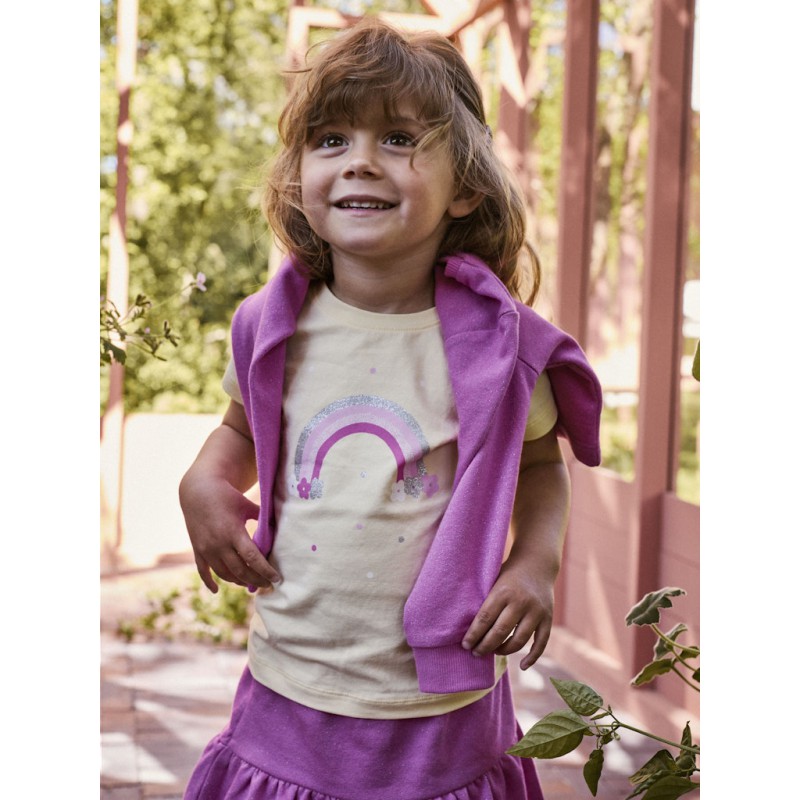 NAME IT Mini Dottas S/S Top - Pear Sorbet