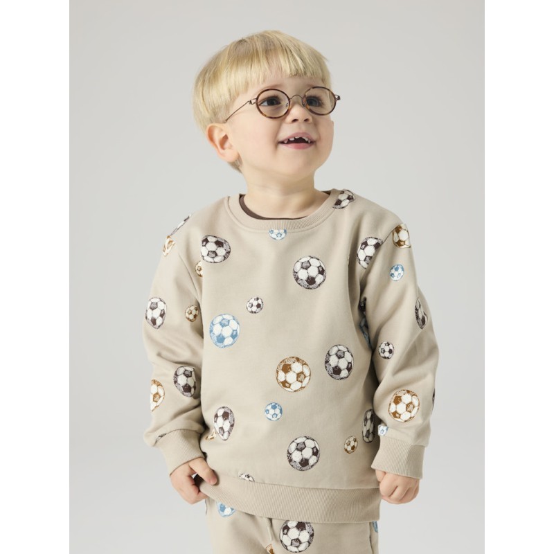 NAME IT Mini davis L/S Fodbold Sweatshirt - Pure Cashmere