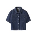 NAME IT Kids Lea Oversize S/S Denim Skjorte - Dark Blue Denim