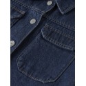 NAME IT Kids Lea Oversize S/S Denim Skjorte - Dark Blue Denim