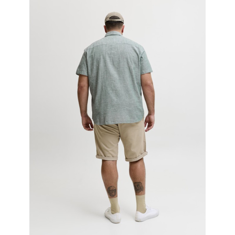 JACK & JONES PLUS Blusummer kortærmet hør skjorte - Laurel Wreath