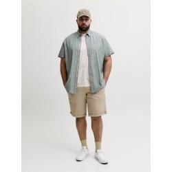 JACK & JONES PLUS Blusummer kortærmet hør skjorte - Laurel Wreath