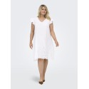 ONLY CARMAKOMA Tulum kortærmet kjole - Bright White