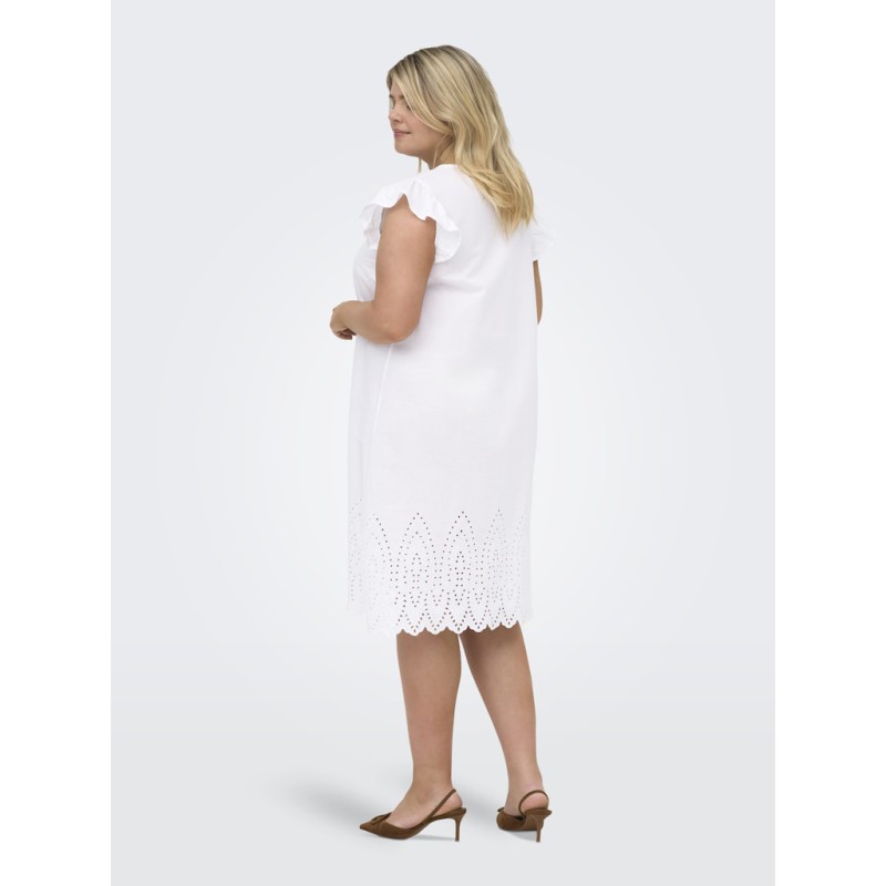 ONLY CARMAKOMA Tulum kortærmet kjole - Bright White