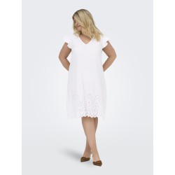 ONLY CARMAKOMA Tulum kortærmet kjole - Bright White