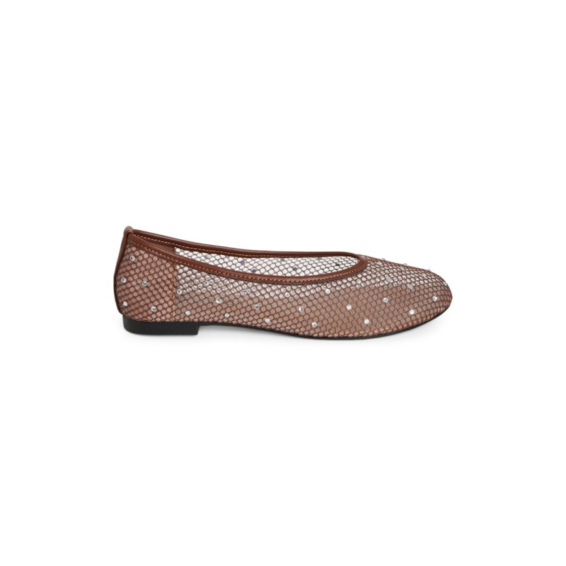 PIECES Stone Mesh ballerina sko - Downtown Brown