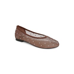 PIECES Stone Mesh ballerina sko - Downtown Brown