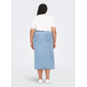 ONLY CARMAKOMA Siri Front Slit Nederdel - Light Blue Denim