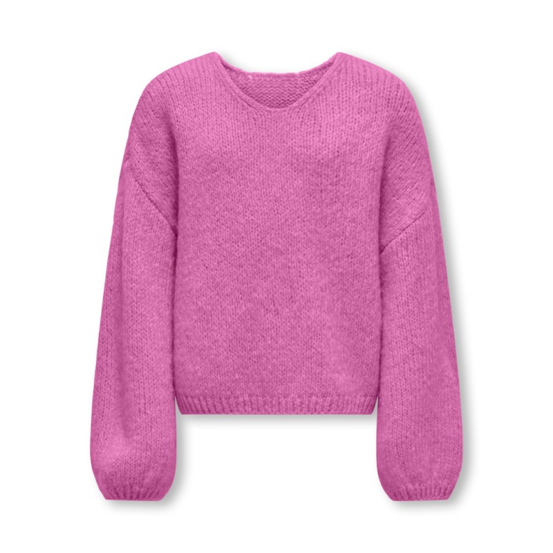 KIDS ONLY Dinea L/S Vendbar Strik Pullover - Super Pink
