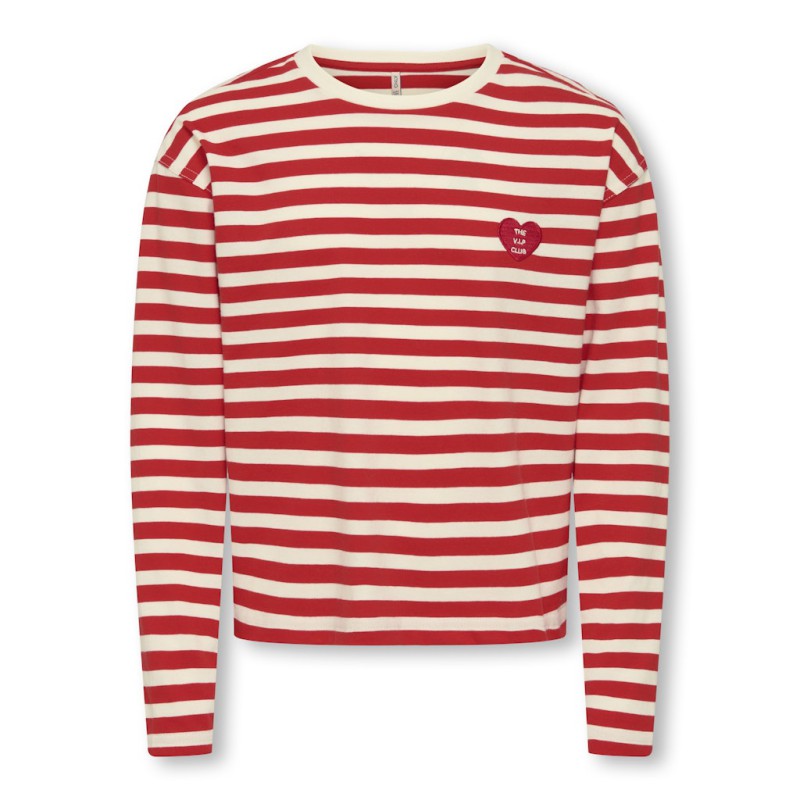 KIDS ONLY Livina L/S Stribet Bluse - High Risk Red