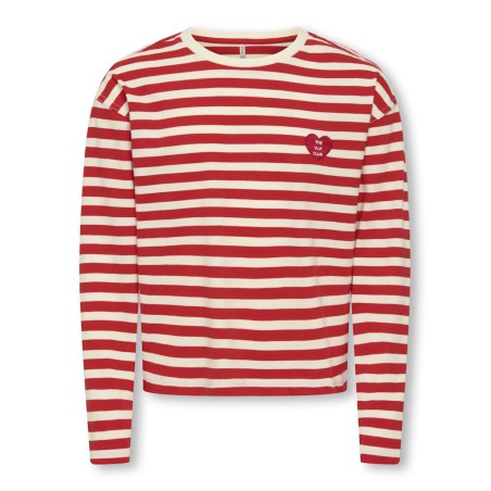 KIDS ONLY Livina L/S Stribet Bluse - High Risk Red