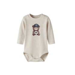 NAME IT BABY Haball langærmet body - Peyote Melange