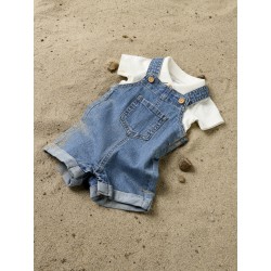 NAME IT BABY Lou hør denim overall shorts - medium blue denim