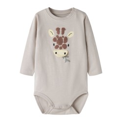NAME IT BABY Hole langærmet body - Chateau Gray
