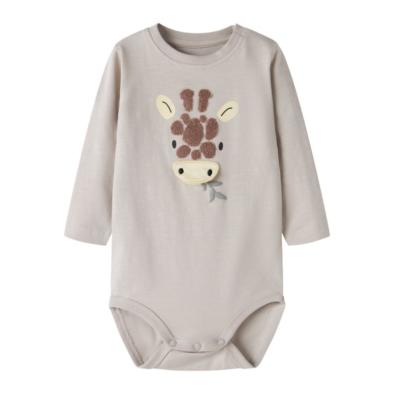 NAME IT BABY Hole langærmet body - Chateau Gray
