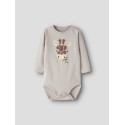 NAME IT BABY Hole langærmet body - Chateau Gray
