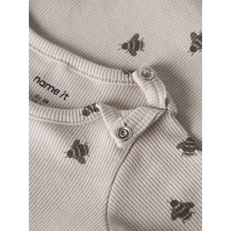 NAME IT BABY Fun kab langærmet body - Chateau Gray
