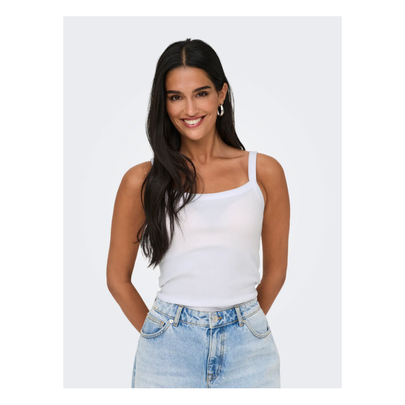 ONLY Vira S/L Rib Top - Bright White