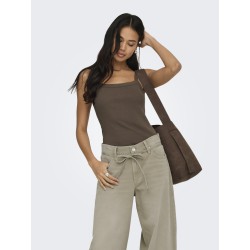 ONLY Vira S/L Rib Top - Chocolate Martini