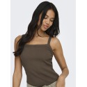 ONLY Vira S/L Rib Top - Chocolate Martini