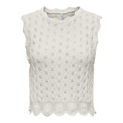 ONLY Luna Rund Hals Tank Strik - Cloud Dancer