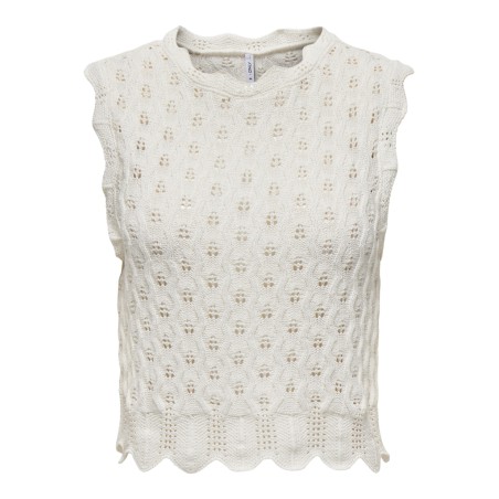 ONLY Luna Rund Hals Tank Strik - Cloud Dancer