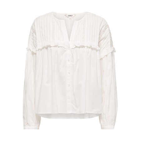 ONLY Riez Langærmet Broderet Top - Cloud Dancer
