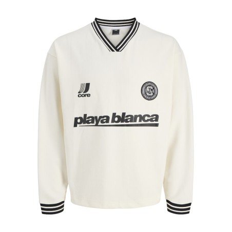 JACK & JONES Club Football langærmet bluse - Cloud Dancer