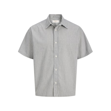 JACK & JONES  Dazur Seersucker Ternet Kortærmet Skjorte - Antique White