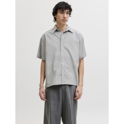 JACK & JONES  Dazur Seersucker Ternet Kortærmet Skjorte - Antique White