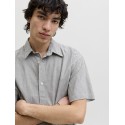 JACK & JONES  Dazur Seersucker Ternet Kortærmet Skjorte - Antique White
