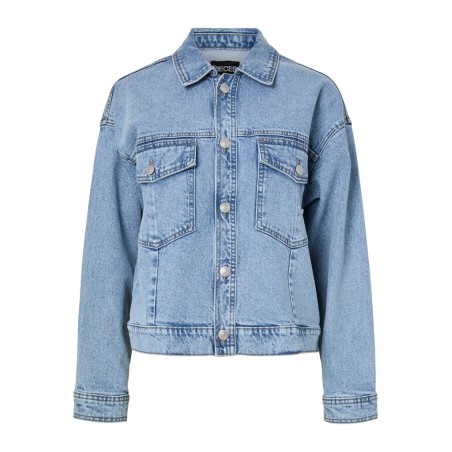 PIECES Elma Denim Jakke - Light Blue Denim