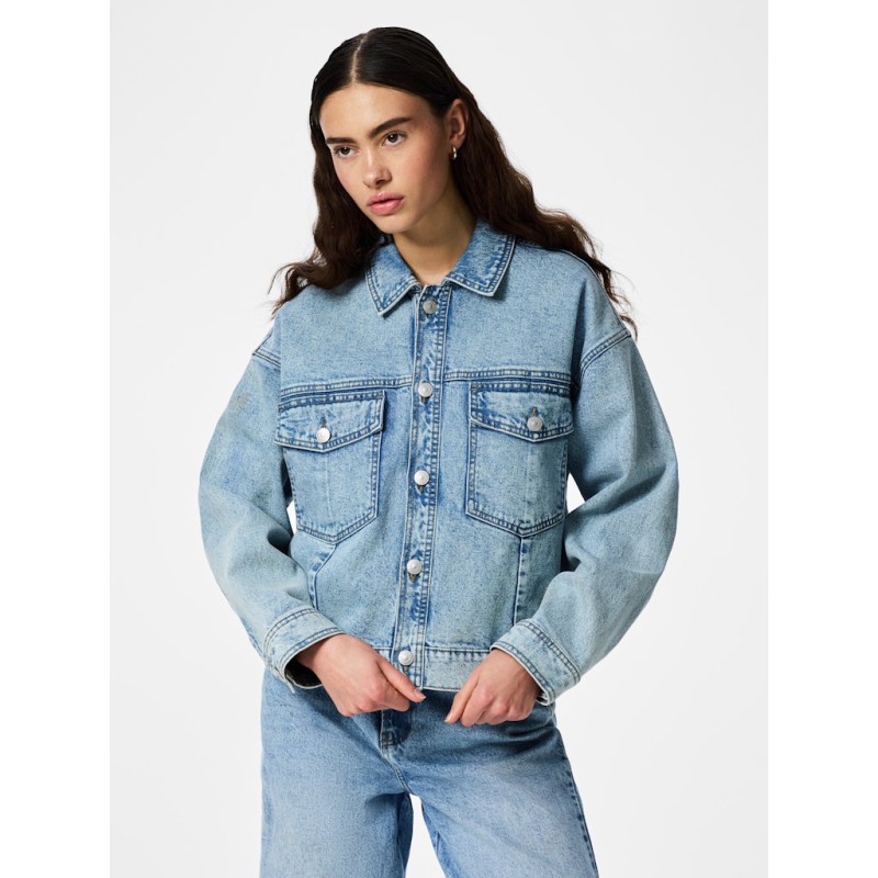 PIECES Elma Denim Jakke - Light Blue Denim