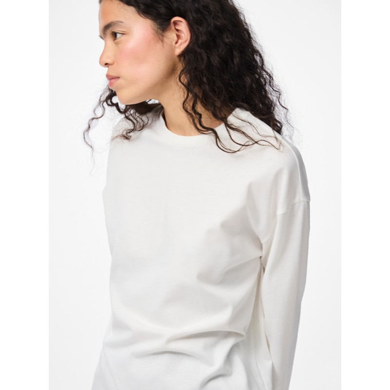 PIECES Sadie langærmet bluse - Cloud Dancer