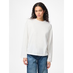 PIECES Sadie langærmet bluse - Cloud Dancer