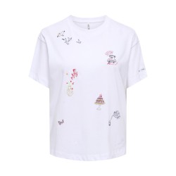 ONLY Emmima kortærmet t-shirt - Bright White w. Emmina so chill