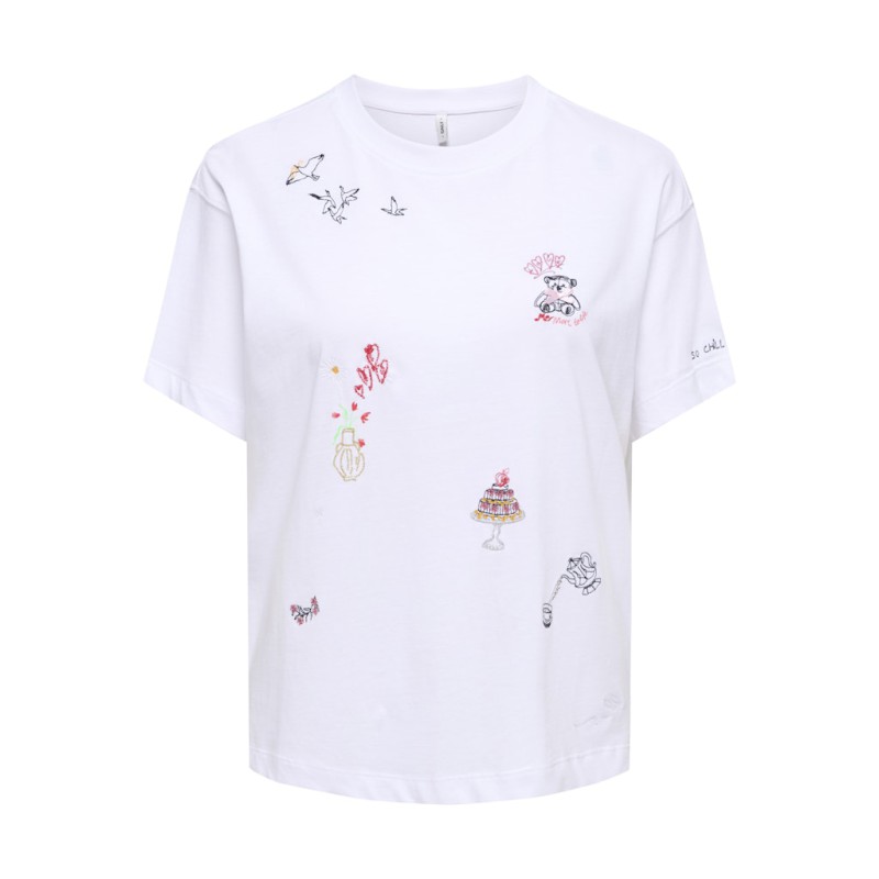 ONLY Emmima kortærmet t-shirt - Bright White w. Emmina so chill