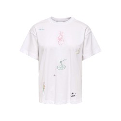 ONLY Emmima kortærmet t-shirt - Bright White w. Emmina too much front