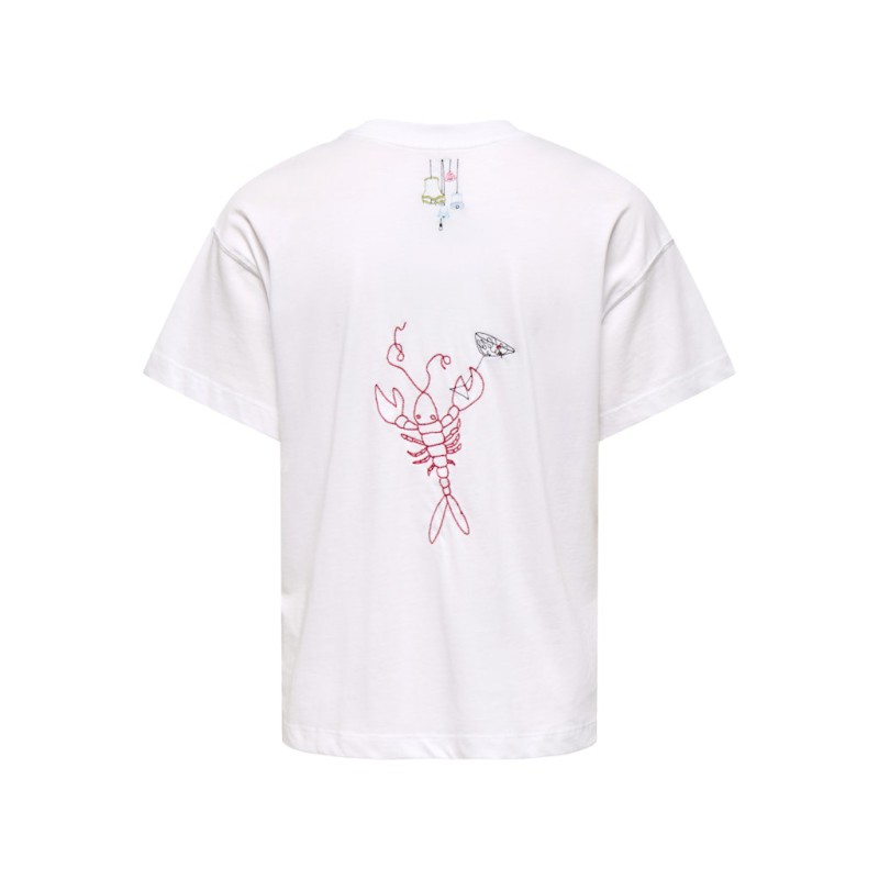 ONLY Emmima kortærmet t-shirt - Bright White w. Emmina too much front