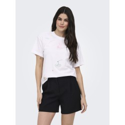 ONLY Emmima kortærmet t-shirt - Bright White w. Emmina too much front