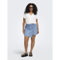 ONLY CARMAKOMA Lesly denim skort - Light Blue Denim - størrelser passer ikke