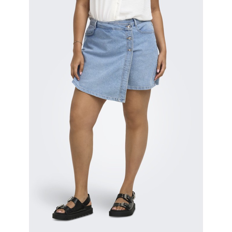 ONLY CARMAKOMA Lesly denim skort - Light Blue Denim - størrelser passer ikke