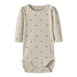 NAME IT BABY Hitta langærmet body - Almond Milk