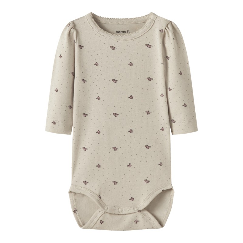 NAME IT BABY Hitta langærmet body - Almond Milk