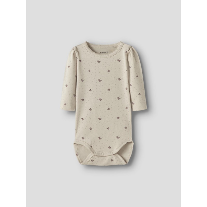 NAME IT BABY Hitta langærmet body - Almond Milk