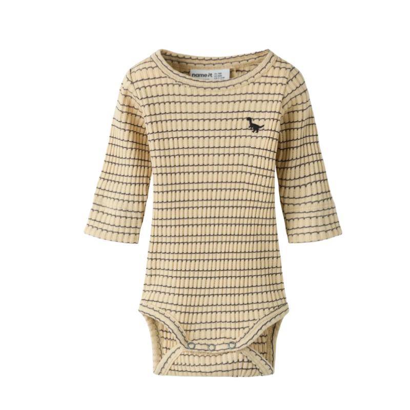 NAME IT BABY Herbert langærmet body - Silver Lining