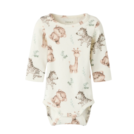 NAME IT BABY Hanimal langærmet body - Coconut Milk