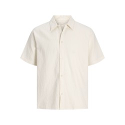 JACK & JONES Montauk wavy texture kortærmet skjorte - Cloud Dancer